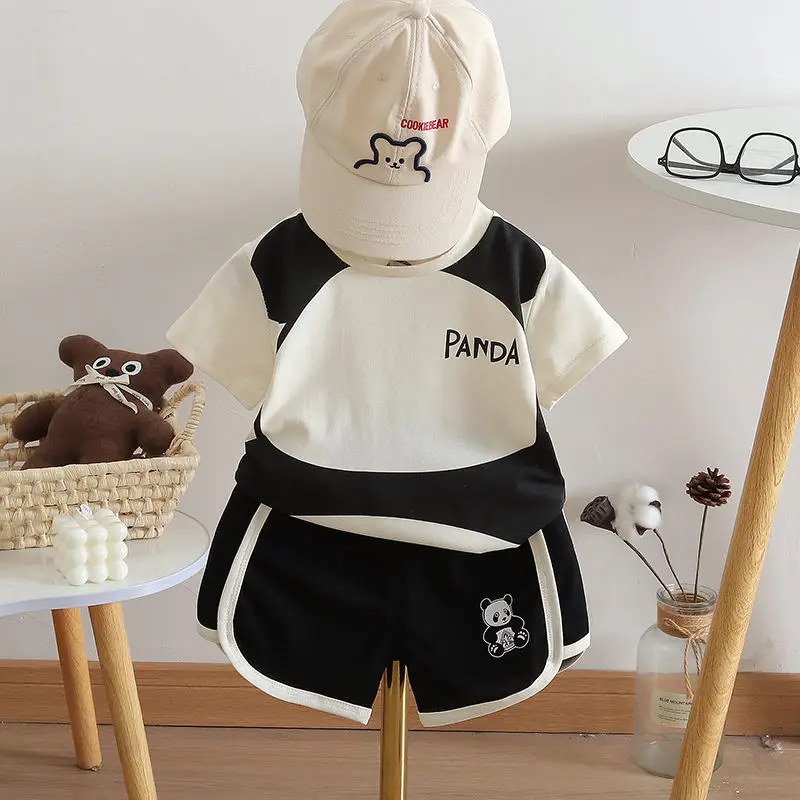

Summer Boys Clothing Set Children Girls Cotton Clothes Kids Cartoon T-Shirt Shorts Cartoon Big Panda Toddler Casual Tracksuits