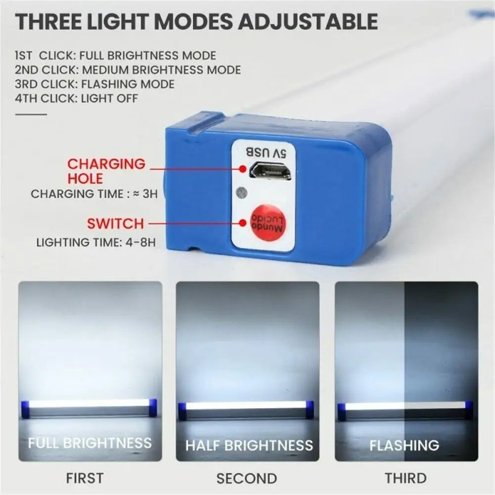 1pcMulti-function LED Night Light USB Rechargeable Emergency Light DC5V 30w/60w/80w Night Lamp for Outdoor Indoor Work