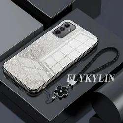 Luxury Glitter Shiny Phone Case with Four Leaf Clover Hand Rope for OPPO A15 or A15S (1)