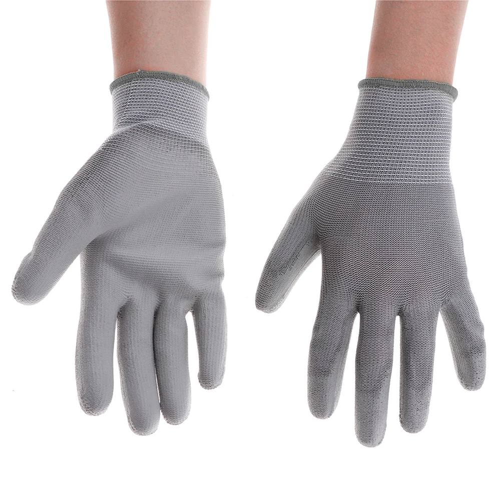 3-1pairs Safety Working Gloves Grey Pu Nylon Cotton Glove Industrial Protective Work Gloves Gardening Equipment For Women Men 6