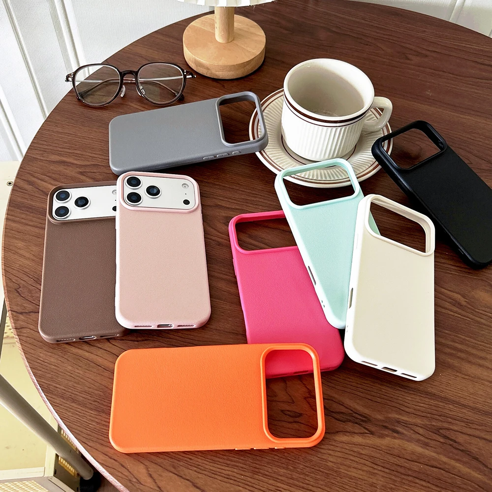 Elegant Leather-Texture Silicone Soft Case - Candy Color Matte Back Cover TPU Shell