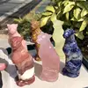 Natural Crystal Jade Leopard Carving Handmade Animal Powerful Statue For Home Decoration Lucky Gift 1PCS 5