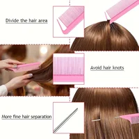 4 pièces outils de cheveux de queue, ensemble d'outils de coiffure de boucle de cheveux avec faire des coiffures bandes de cheveux élastiques dissolvant Cutter peigne de queue de Rat outils de cheveux 3