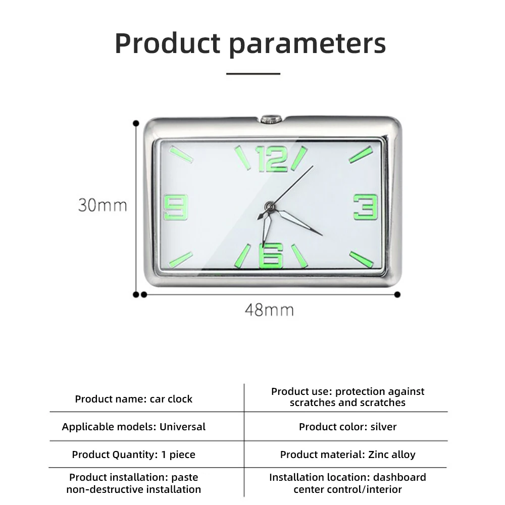 Car Clock Automobile Internal Stick-On Mini Digital Fashion Watch Auto Quartz Clock Watch Car Ornaments Accessories Car Clock