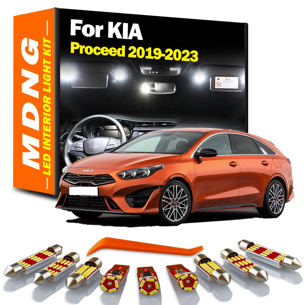 

MDNG 12Pcs Canbus Interior LED Bulb Map Reading License Plate Light Kit For KIA Proceed 2019 2020 2021 2022 2023 Car Accessories