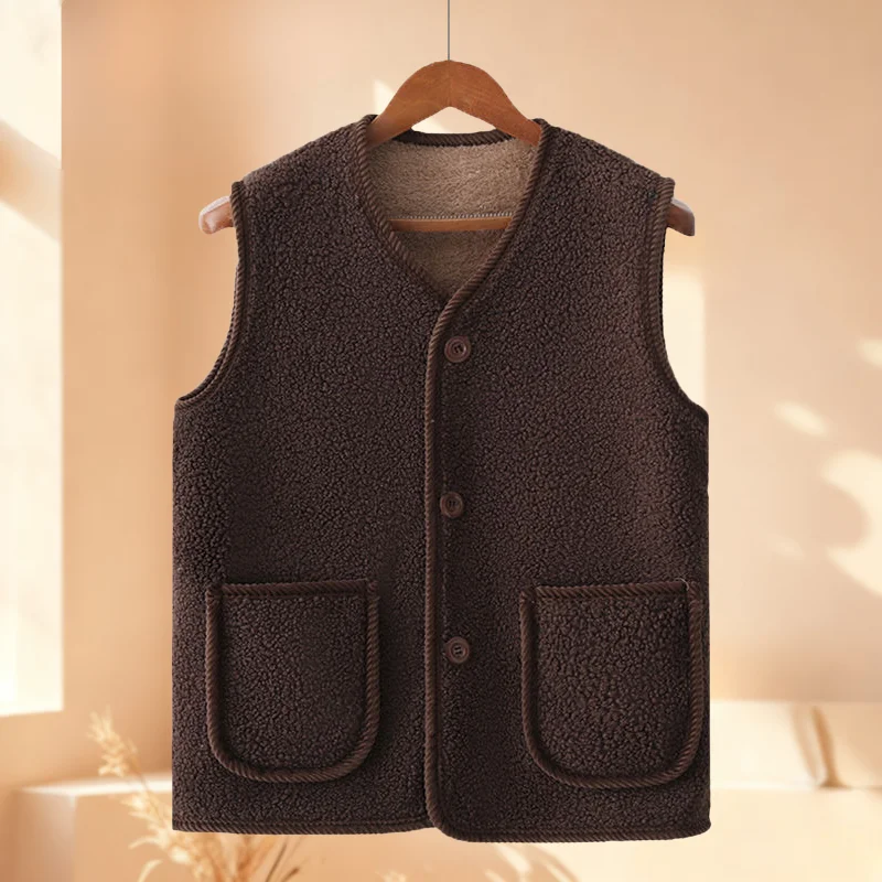 Winter Warm Fleece Vest Thickened Lamb Wool Waistcoat for Women Autumn and Winter Plus Size Insulated Outerwear Cozy Sleeveless