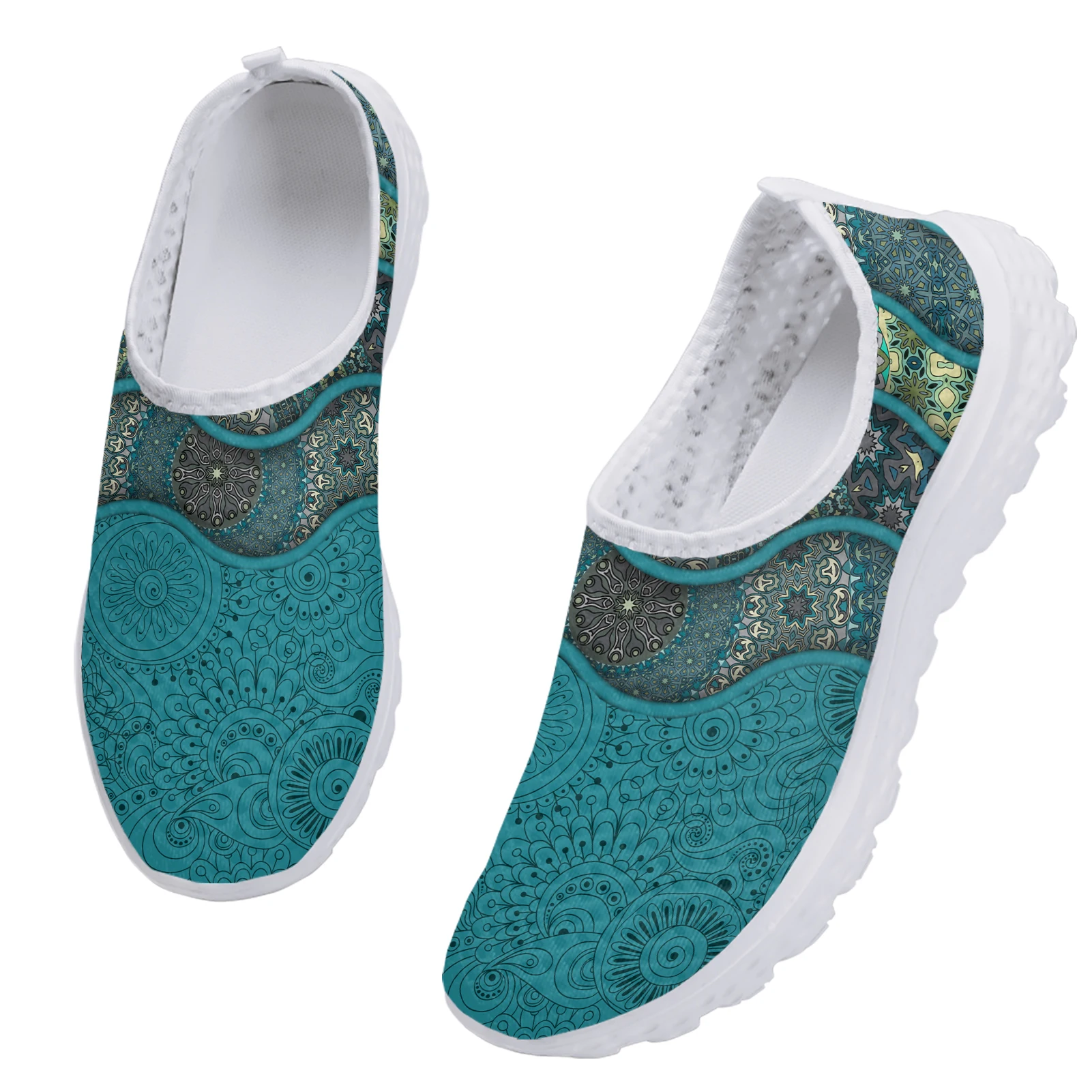 Simple Bohemian Printed Mesh Shoes Light And Breathable Home Shoes For Summer Soft Comfortable Slip On Shoes