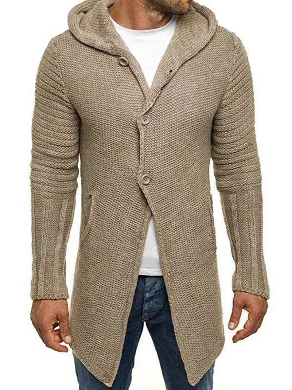 

Trendy Hooded Jacket Large MediuM Length Knitted Cardigan