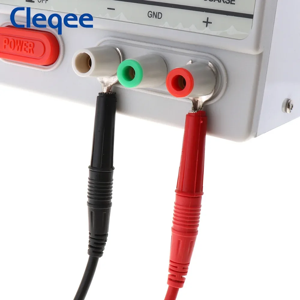 Cleqee P1041B 듀얼 4mm 바나나 플러그 테스트 리드 키트 악어 클립 키트 악어 클램프-6mm U 형 스페이드 플러그 100cm 케이블 1000V