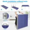 6 ft Blue Foldable Table Tennis Table Set, Portable Ping Pong Table with Net, 2 Paddles and 3 Balls