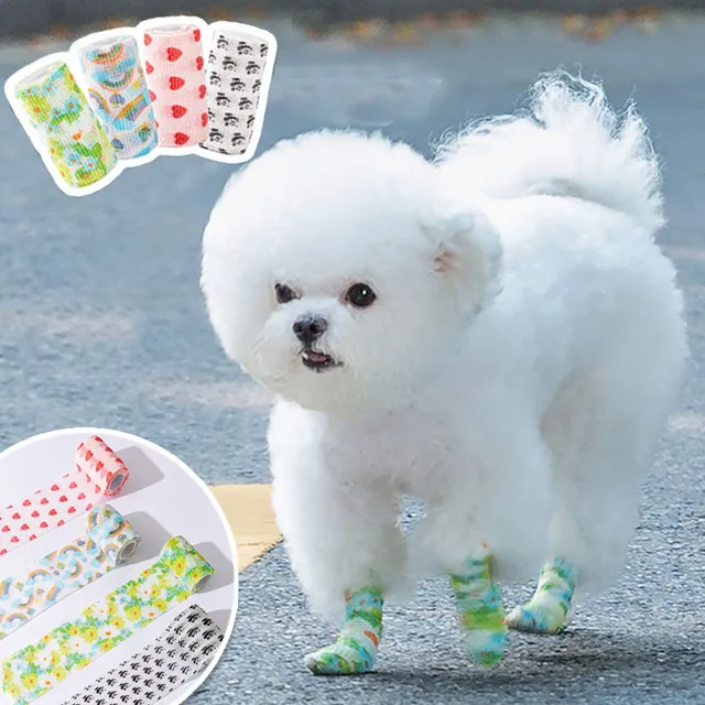 New Printed Dogs Self Adhesive Bandage Pet Go Out Anti-dirty Artifact Cute Pet Supplies Puppy Foot Protection DIY Pet Wrap Tape