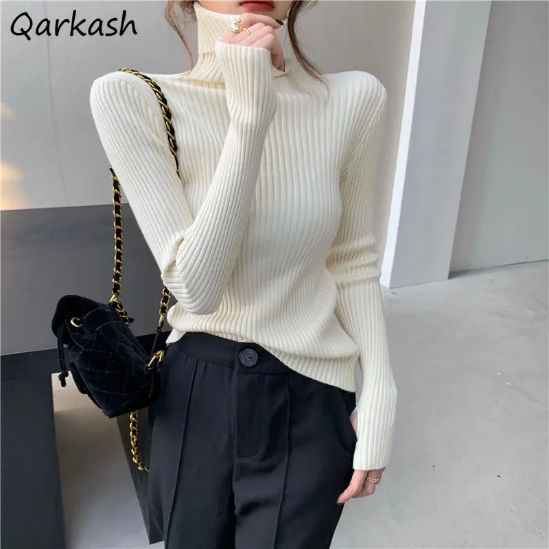 

Turtleneck Sweater Women Pullovers Minimalist Slim Winter Knitwear Basic Classical Korean Clothes Gentle Elegant Office Ladies