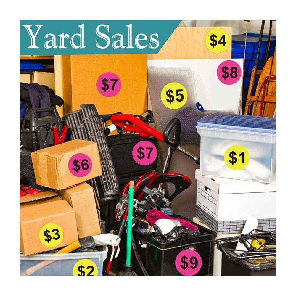  Perco Garage Sale Price Stickers - 500+ Pre-Priced & 50+ Blank  Stickers - Easy-to-Read Price Tags for Effective and Attractive Pricing –  Ideal for Yard Sales, Flea Markets, County Fairs