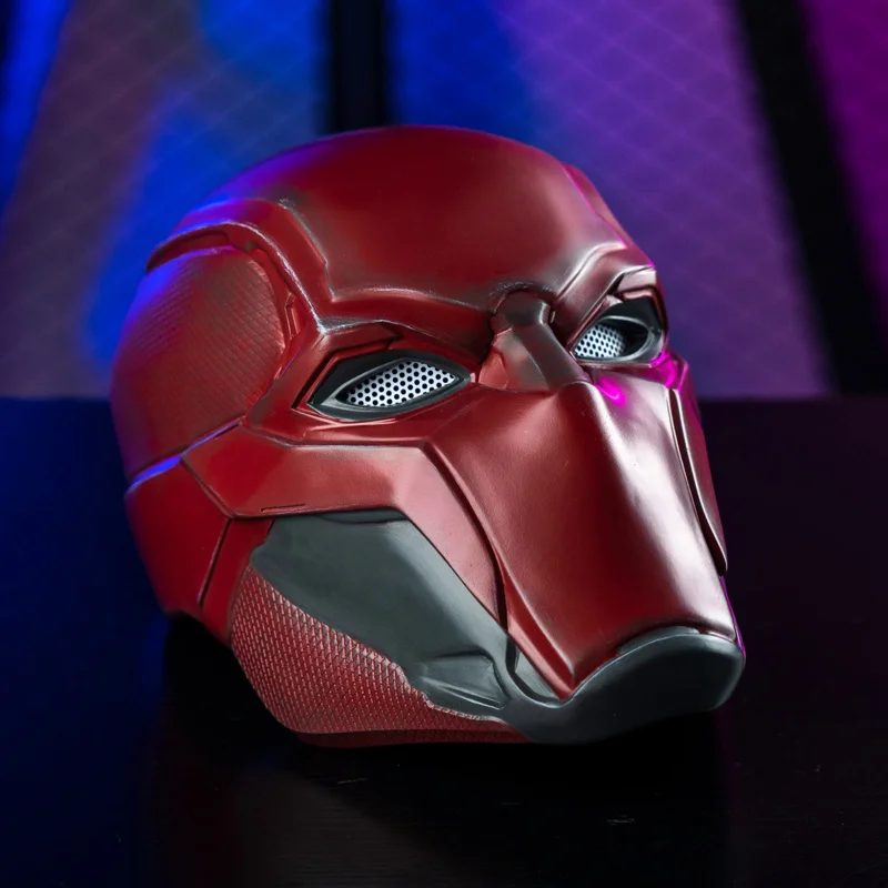 Red Hood Mask Movie Villain Cosplay Bat Red Hood Helmet Man Full Head Resin Cosplay Costume Prop Replica Fancy Party Headwear