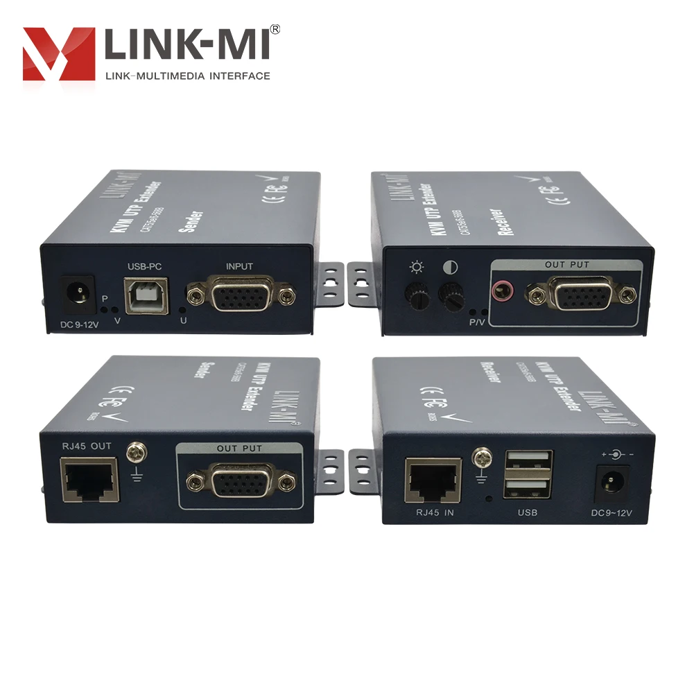 LINK-MI 300m VGA KVM Extender with USB 100m 200m Over Single UTP RJ45 Cat5e/6 Cable Support remote keyboard mouse KVM Extender