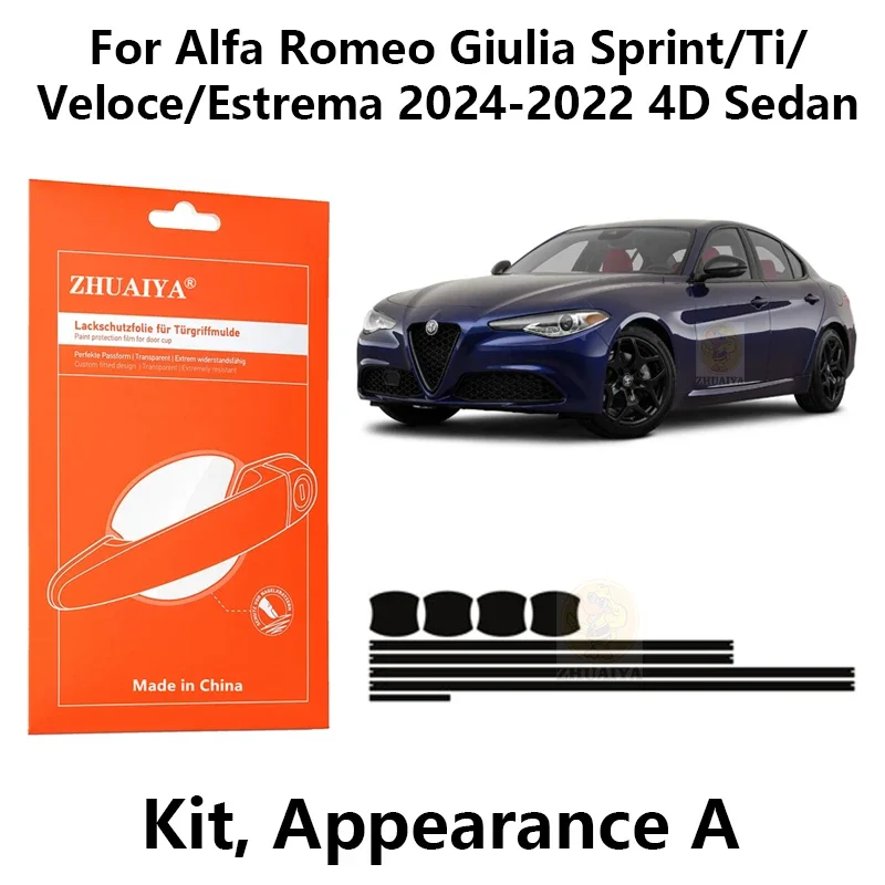 

Защитная пленка для края дверной ручки, защитная пленка из ТПУ для Alfa Romeo Giulia Sprint/Ti/Fast/Estrema 2024-2022 4D Sedan