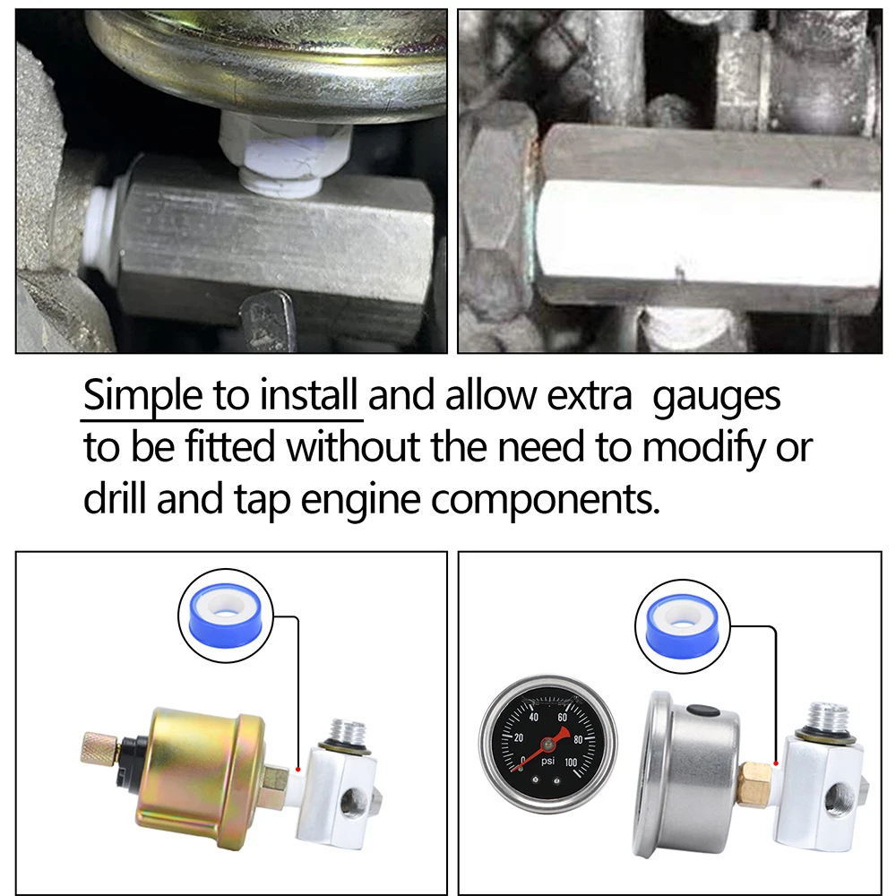 Automotive Gauge For BMW 3 Series E30 E36 3 Port Oil Pressure Temperature Gauge Adaptor T Piece WLR-OGA01
