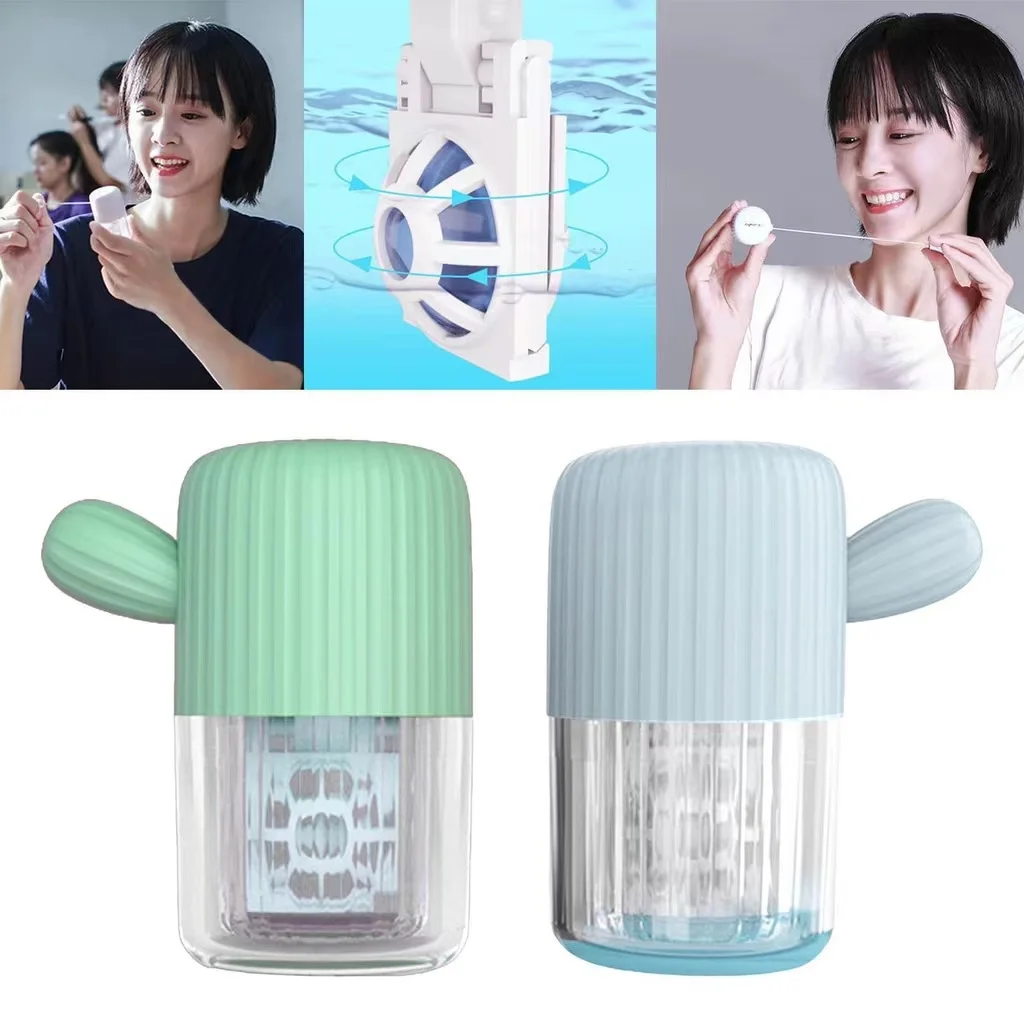 1 Set Manual Rotation Contact Lenses Cleaning Machin Travel Portable Colored Contact Lens Container Beauty Pupil Cleaning Tools