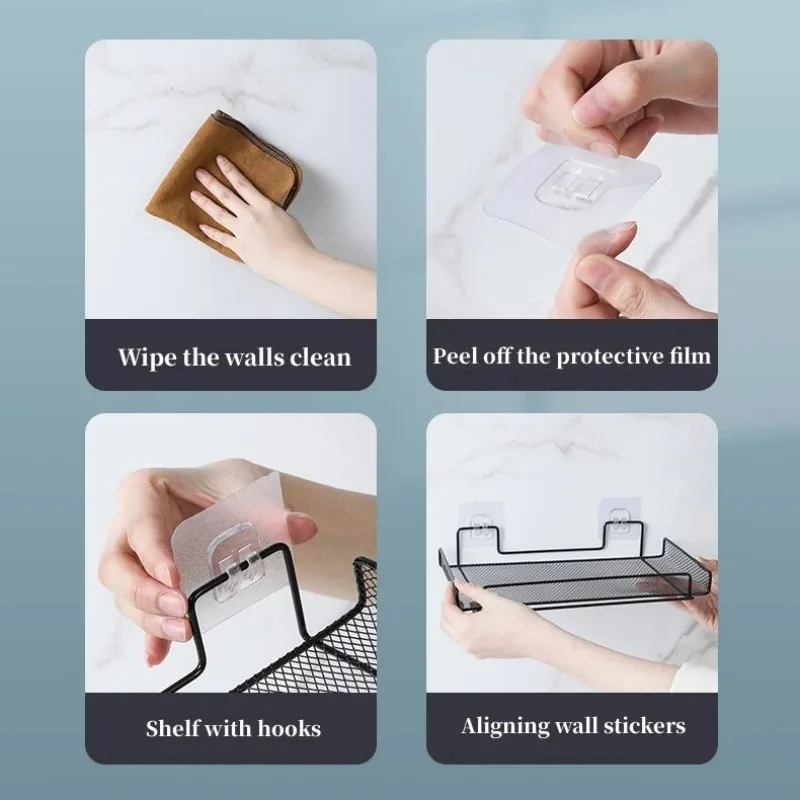 Self-adhesive Shelf Wall-mounted No-drill Storage Box Dish Drying Rack Kitchen Spice Wall Router Rack TV Set-top Box kitchen storage rack dish drying rack spice rack kitchen organizer spice storage shelf kitchen organizer rack wall mounted hook rack