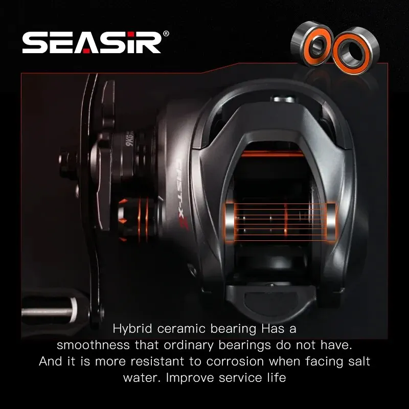 SEASIR Gegoten X2 Baitcasting Reel 7.3:1 Hybride Keramische Draag Koolstofvezel Wasmachine Dual Bearing Systeem N52 Remvissen