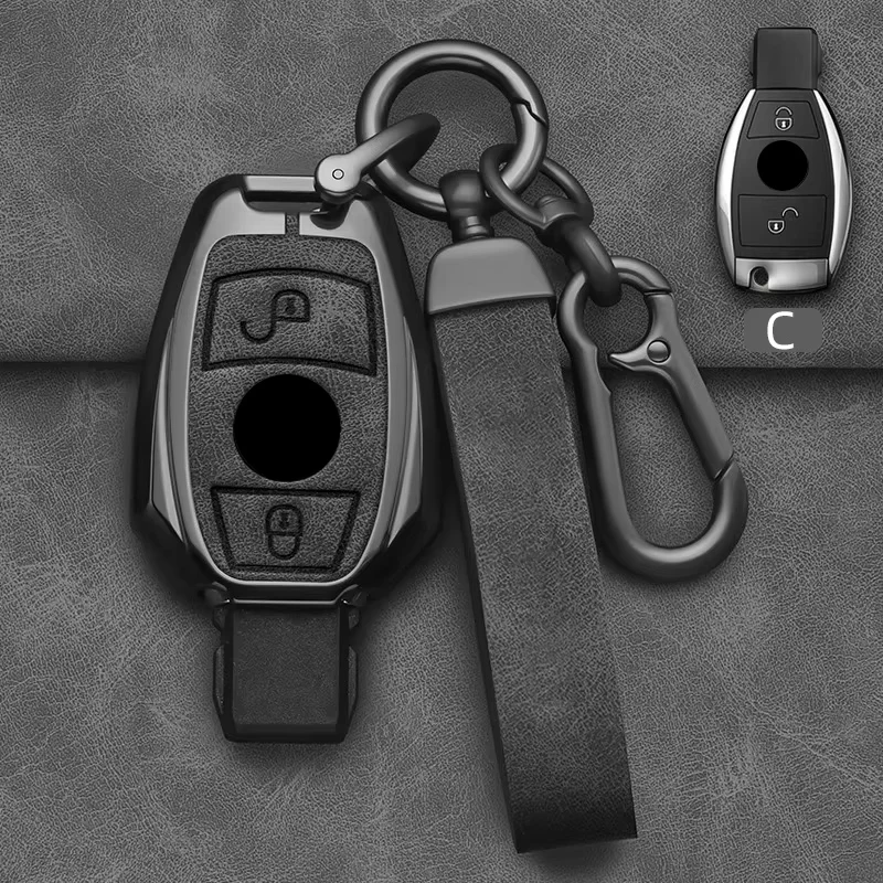 Key Case Car Key Shell Car Key Key Shell Alloy Style Car Key Case Cover Shell Fob For Mercedes Benz A B C E G Class C200 C300 E350 W205 E260L GLK A45 AMG BGA Accessories