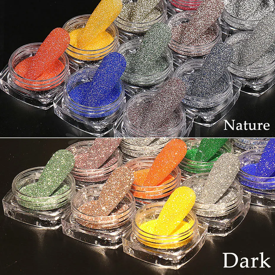 12 Colors Reflective Glitter Nail Powder for Manicure Decoration nail powder