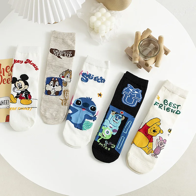 Anime Disney Women's Mid length Cotton Socks Boys Girls' Stitching Cosplay Movable Dolls Sleeping Mid length Decorative Gifts kids socks,women socks