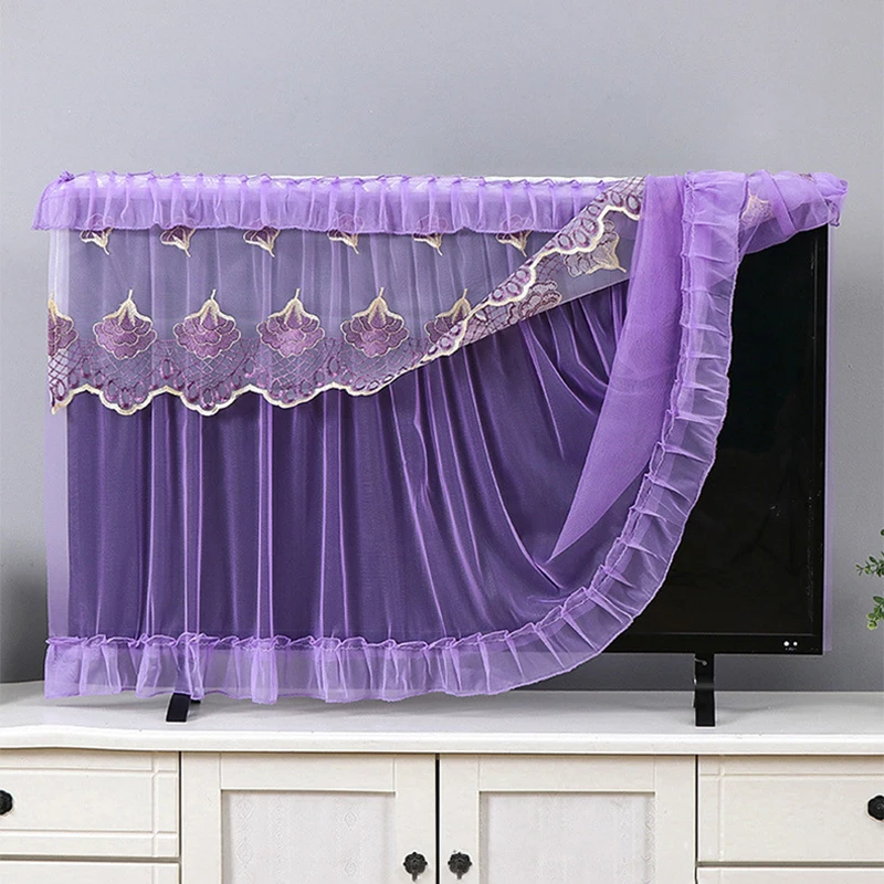 TV Screen Monitor Protector Cover 55/60/65/70/75inch Television LCD Protector Lace Embroidery Dust Cover Home Decorations