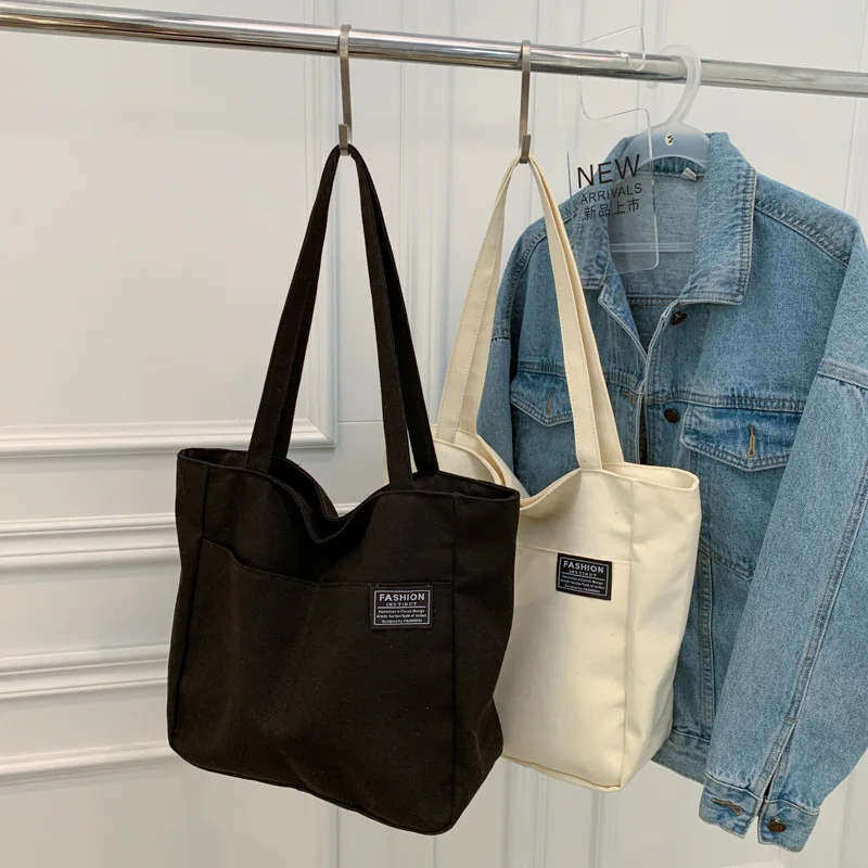 

Холщовая Сумка 2022, Женская однотонная вместительная сумка через плечо, студенческие сумки, портативный мессенджер, аксессуары для покупок