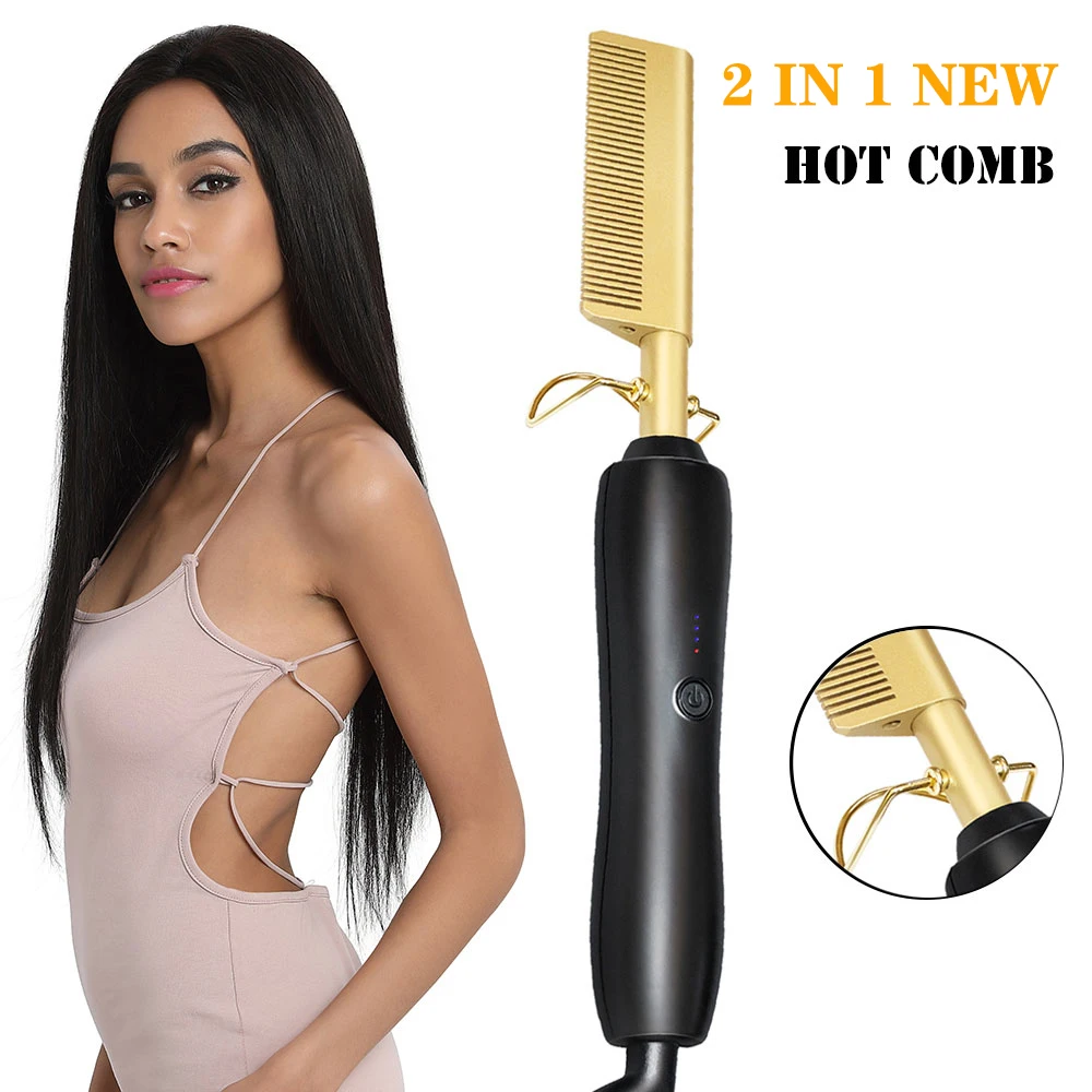 Alisador de Cabelo em Linha Modelador de Cabelo Plana Ferros Alisamento Escova Quente Aquecimento Pente Reta Estilor Ondulação Ferro 42 Home & Garden