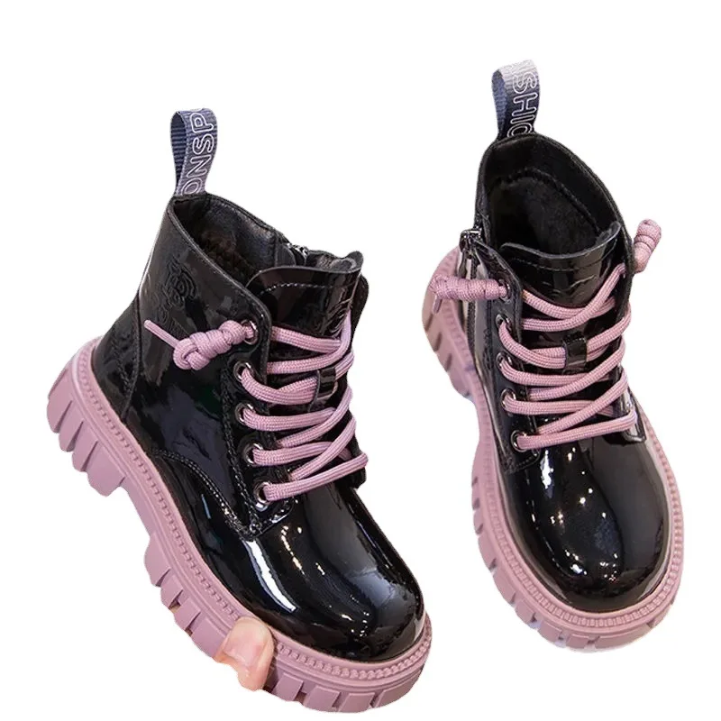 Children Boots Children's Boots Boys Girls Single Boots England Style Kids Fashion Shiny Small Short