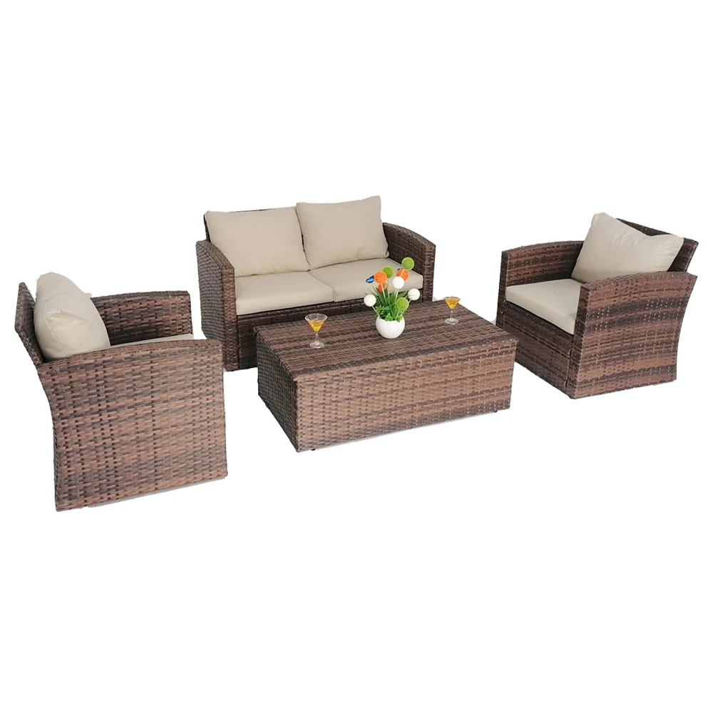 

2023 Latest 5pcs Luxury Patio Furniture Set Garden Furniture Outdoor Rattan Sofa