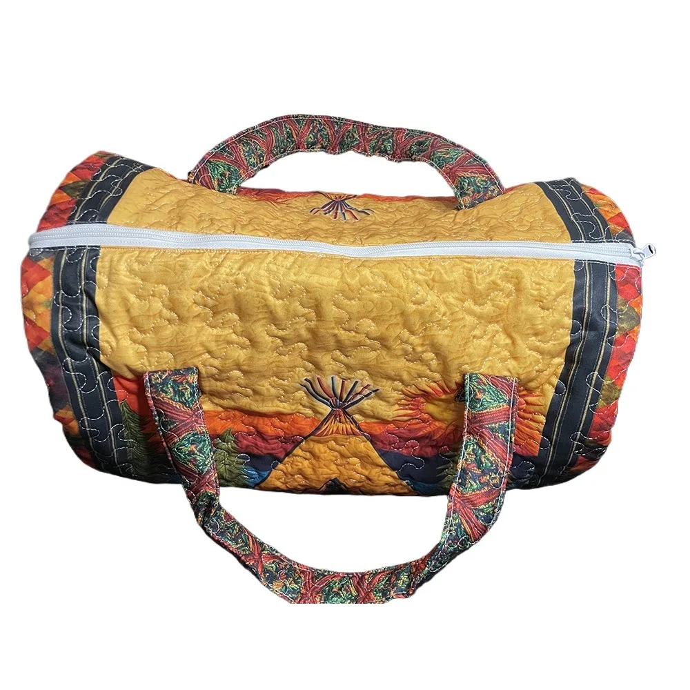 Borsa Trapuntata Grande per Uomo e Donna, Borsa a Tracolla Boho Chic, Borsa da Spiaggia con Stampa Paisley Unica, Spaziosa Borsa da Viaggio - immagine 5
