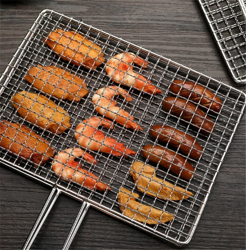 Lot de 2 grilles de barbecue 34 x 24 cm En acier inoxydable Avec brosse