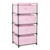 Pink 4 Drawer Storage Organizer Fabric Dresser Clothes Stand Versatile Unit Bedroom Nursery Living Room 2