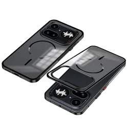 Aluminium Alloy Frame Bumper with Frosted Acrylic Magsafe - Compatible Wireless Charging Cover (Phone 4A Pro Black)