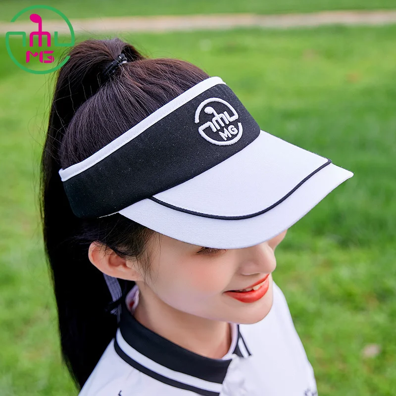 New MG golf female sun visor cap sunscreen contrasting color breathable hat women sports tennis outdoor empty top caps