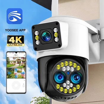 Yoosee 4K 8MP Three Lens Dual Screens 10X Optical Zoom Outdoor Waterproof Auto Tracking Color Night Vision Surveillance Cameras 1