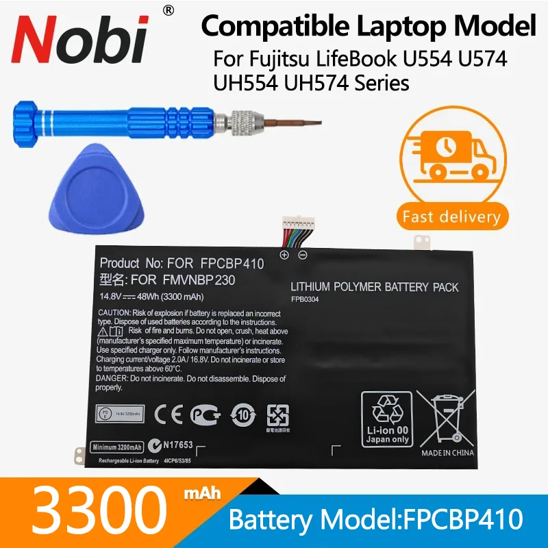 

Аккумулятор NOBI FPCBP410 FMVNBP230 FPB0304 для ноутбука Fujitsu LifeBook U554 U574 UH554 UH574 серии 14,8 в 48 Вт/ч 3300 мАч