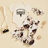 Toddler Girl Cute Summer Outfits Floral Print Sleeveless Romper Ruffle Shorts Headband 3Pcs Clothing Set for Baby Girls 1