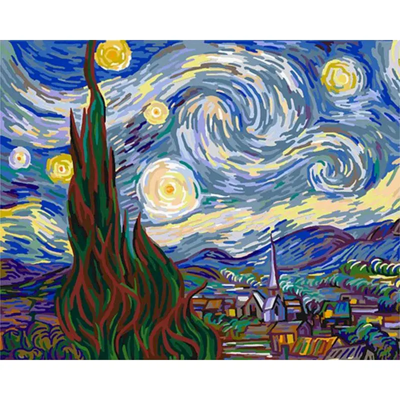 Van Gogh-Inspired Oil Painting Kit - Scenic Canvas Artwork, 60x75cm, Frameless Home Decor