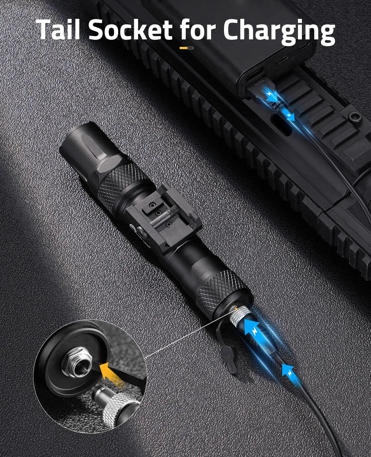 CVLIFE Tactical Flashlight 1900 Lumens Rifle Laser Light with Strobe Mode Rechargeable and Pressure Switch for Picatinny Rail