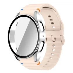 All-in-One Silicone Strap and Protective Case with Screen Protector for Samsung Watch - 2024 Edition (Pink S)