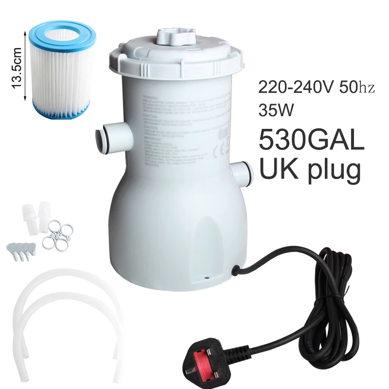 

water filter pump 220V 530gal UK plug CE certified above ground pool summer family swimming pool cleaning accessory circulation