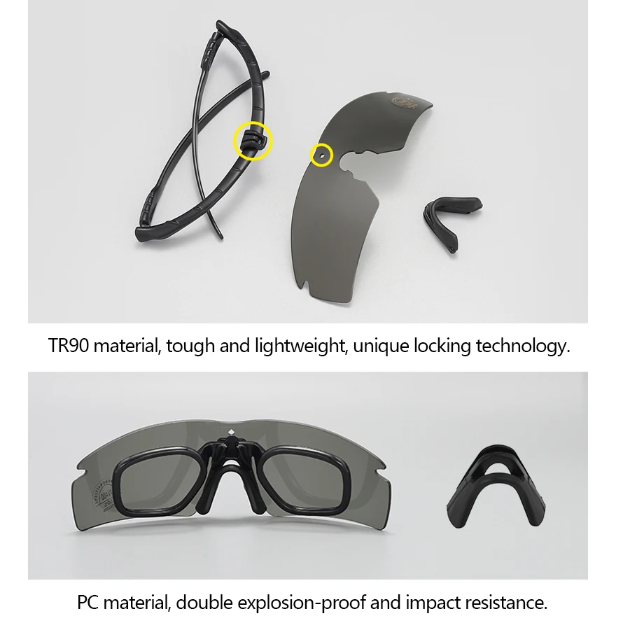 3 Lens Tactical Goggles Set Windproof Dustproof CS Military Shooting  Bulletproof Sunglasses Motorcycle Mountaineering Glasses