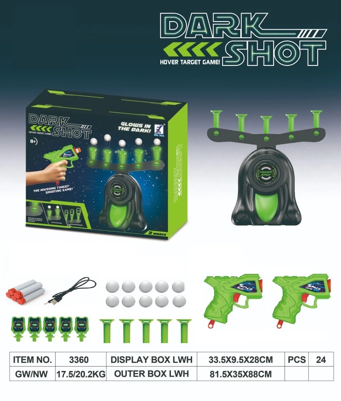 Glow-in-the-Dark Shooting Target Practice Kids Shooting Toy Gun Set Electric Hovering Target Shooting Toy Set Christmas Gift 5