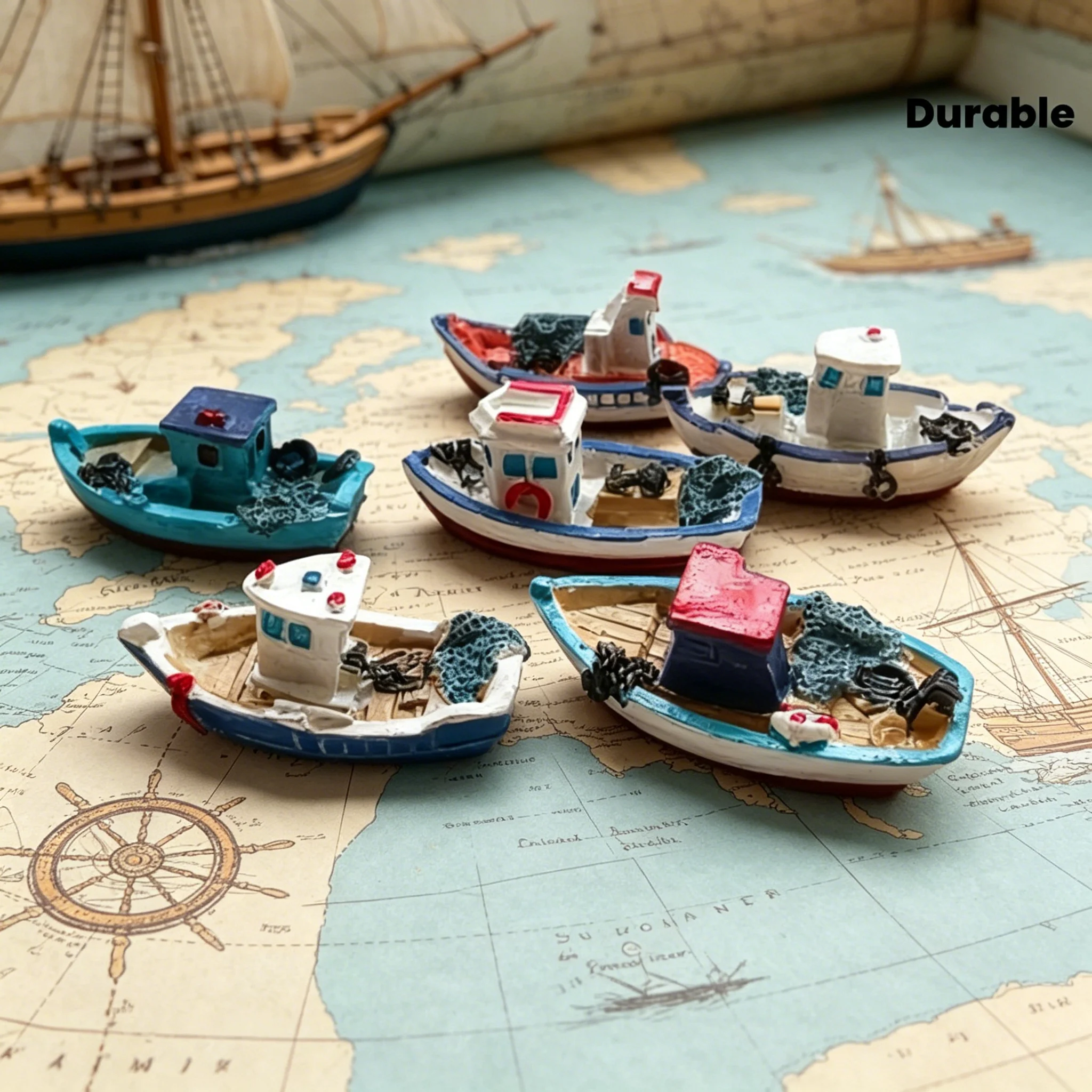 Nautical Mini Resin Boat Figurines for Micro Landscape and Dollhouse Decor