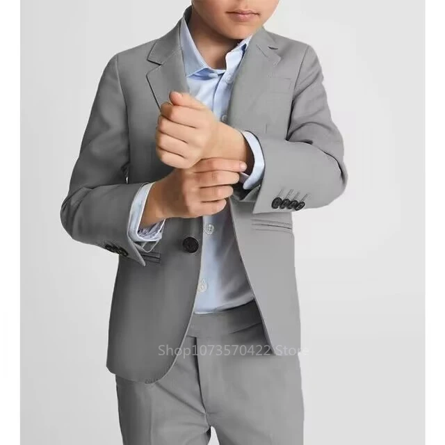 New Popular Boys Suit For School Activities Formal Classic Kids 2 Pieces Notch Lapel Blazer Pants Wedding Ring Bearer Set