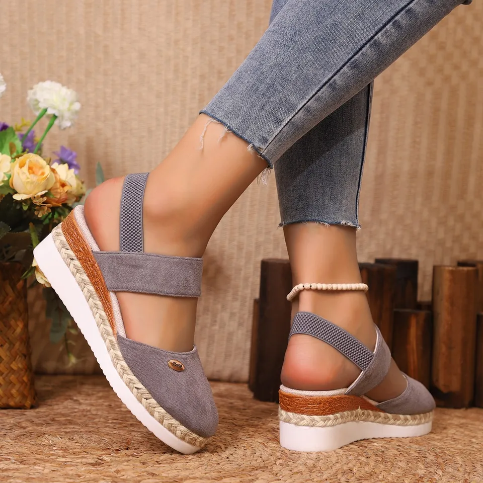 Women's Wedge Espadrilles Sandals – Closed Toe, Ankle Strap, Linen Upper, Summer Platform Heels