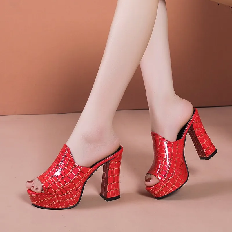 2023 Fashion Summer Women Elegant 10.5CM High Heel Sandals Peep Toe Platform Shoes Sexy Chunky Heel Shoes Lady Thick Heel 35-41 3